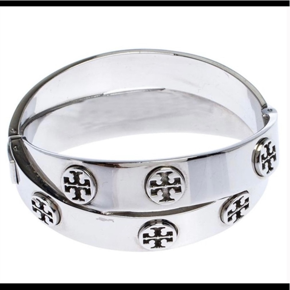 Tory Burch Metal Double Wrap Logo Stud Bracelet